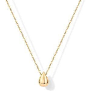 14K Gold Plated Dainty Teardrop Necklace | Adjustable 19" Hypoallergenic Pendant